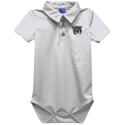 Weber State University Wildcats WSU Embroidered White Solid Knit Polo Onesie