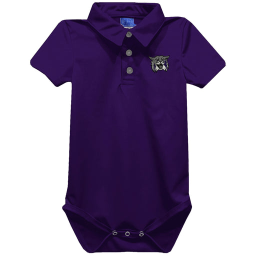Weber State University Wildcats WSU Embroidered Purple Solid Knit Polo Onesie