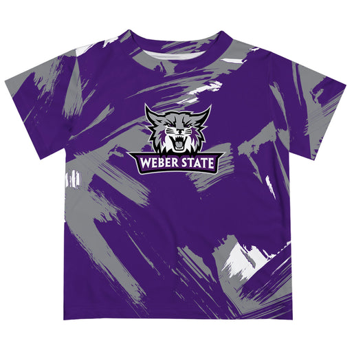 Weber State University Wildcats WSU Vive La Fete Boys Game Day Purple Short Sleeve Tee Paint Brush