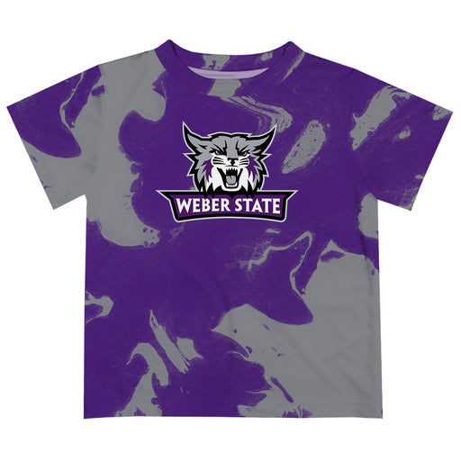 Weber State University Wildcats WSU Vive La Fete Marble Boys Game Day Purple Short Sleeve Tee