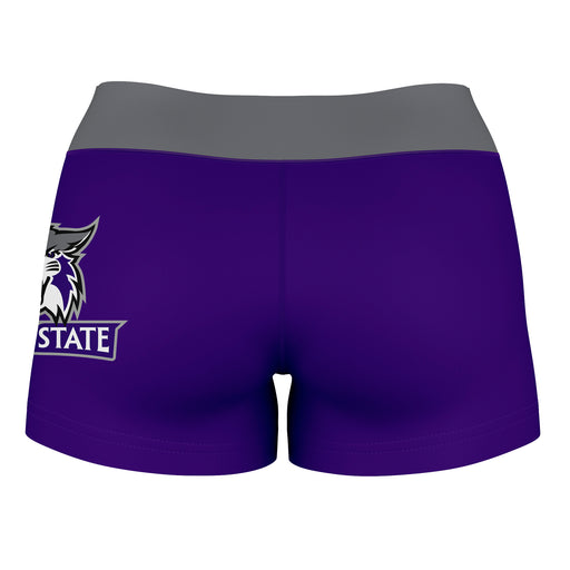 Weber State Wildcats Vive La Fete Logo on Thigh & Waistband Purple Gray Women Yoga Booty Workout Shorts 3.75 Inseam - Vive La Fête - Online Apparel Store