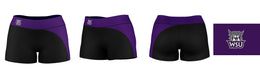 Weber State Wildcats WSU Vive La Fete Collegiate Waist Color Block Women Black Purple Optimum Yoga Short - Vive La Fête - Online Apparel Store