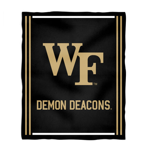 Wake Forest Demon Deacons WF Vive La Fete Kids Game Day Black Plush Soft Minky Blanket 36 x 48 Mascot