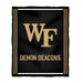 Wake Forest Demon Deacons WF Vive La Fete Kids Game Day Black Plush Soft Minky Blanket 36 x 48 Mascot