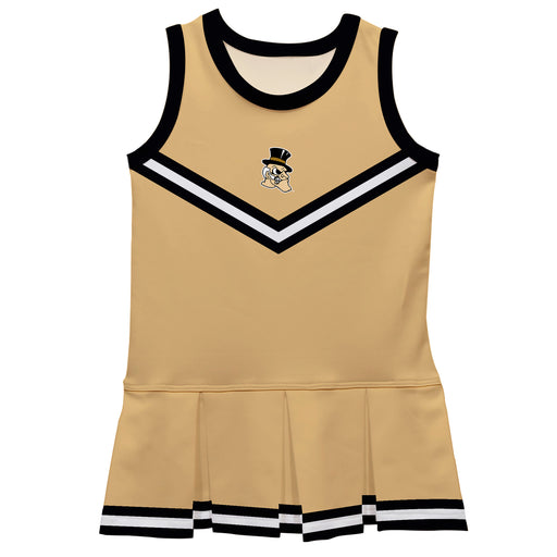 WF Demon Deacons Vive La Fete Game Day Gold Sleeveless Cheerleader Dress