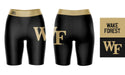 WF Demon Deacons Vive La Fete Game Day Logo on Thigh and Waistband Black and Gold Women Bike Short 9 Inseam - Vive La Fête - Online Apparel Store