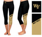 WF Demon Deacons Vive La Fete Game Day Collegiate Leg Color Block Women Black Gold Capri Leggings - Vive La Fête - Online Apparel Store
