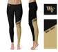 Wake Forest Demon Deacons WF Vive La Fete Game Day Collegiate Leg Color Block Women Black Gold Yoga Leggings - Vive La Fête - Online Apparel Store