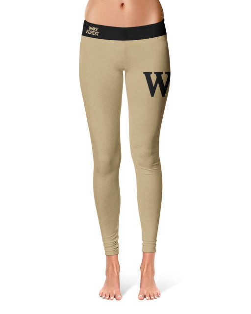 Wake Forest Demon Deacons WF Vive La Fete Game Day Collegiate Logo on Thigh Gold Women Yoga Leggings 2.5 Waist Tights