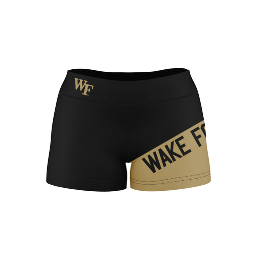 Wake Forest Demon Deacons WF Vive La Fete Game Day Collegiate Leg Color Block Women Black Gold Optimum Yoga Short
