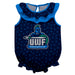UWF Argonauts Swirls Blue Sleeveless Ruffle Onesie Logo Bodysuit