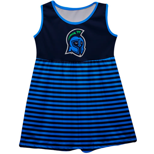 West Florida Argonauts WFU Vive La Fete Girls Game Day Sleeveless Tank Dress Solid Navy Logo Stripes on Skirt - Vive La Fête - Online Apparel Store