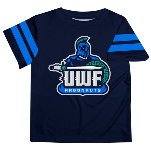 West Florida Argonauts WFU Vive La Fete Boys Game Day Navy Short Sleeve Tee with Stripes on Sleeves - Vive La Fête - Online Apparel Store