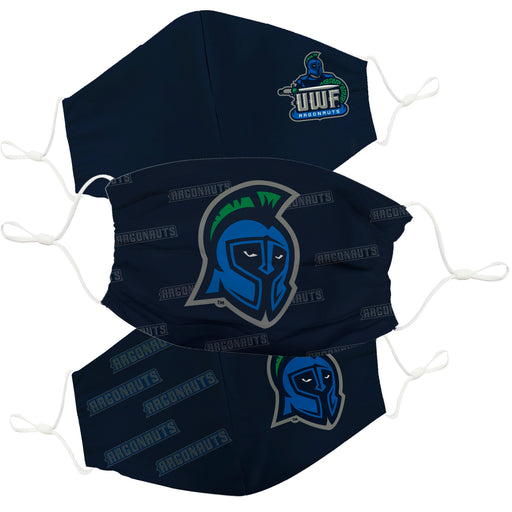 West Florida Argonauts UWF 3 Ply Vive La Fete Face Mask 3 Pack Game Day Collegiate Unisex Face Covers Reusable Washable - Vive La Fête - Online Apparel Store