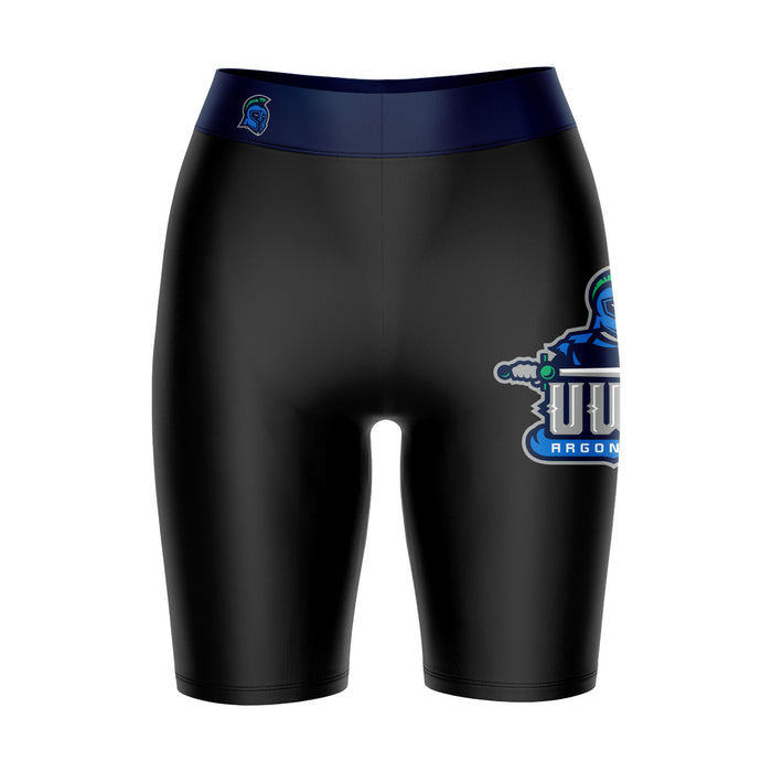 UWF Argonauts Vive La Fete Game Day Logo on Thigh and Waistband Black and Navy Women Bike Short 9 Inseam"