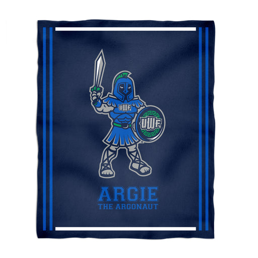 West Florida Argonauts UWF Vive La Fete Kids Game Day Navy Plush Soft Minky Blanket 36 x 48 Mascot