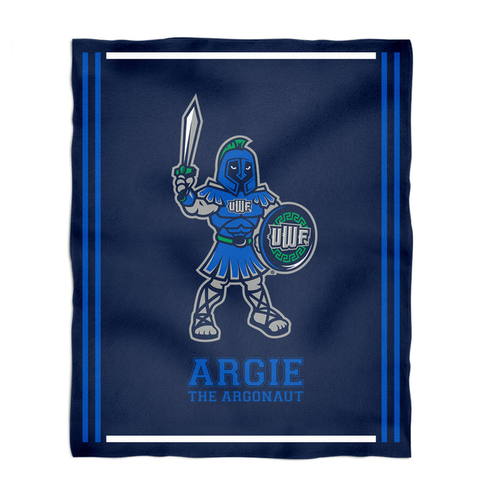 West Florida Argonauts UWF Vive La Fete Kids Game Day Navy Plush Soft Minky Blanket 36 x 48 Mascot
