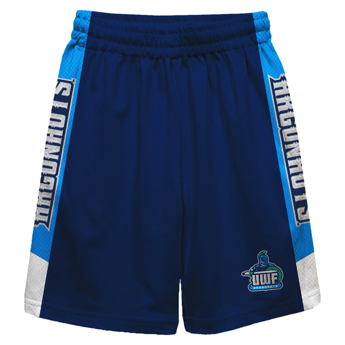 West Florida Argonauts UWF Vive La Fete Game Day Navy Stripes Boys Solid Blue Athletic Mesh Short