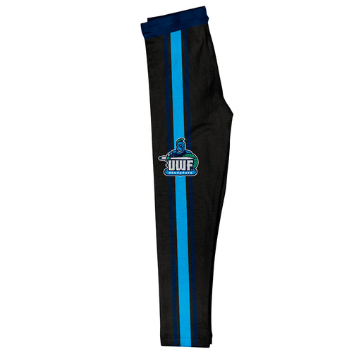 West Florida Argonauts UWF Vive La Fete Girls Game Day Black with Navy Stripes Leggings Tights