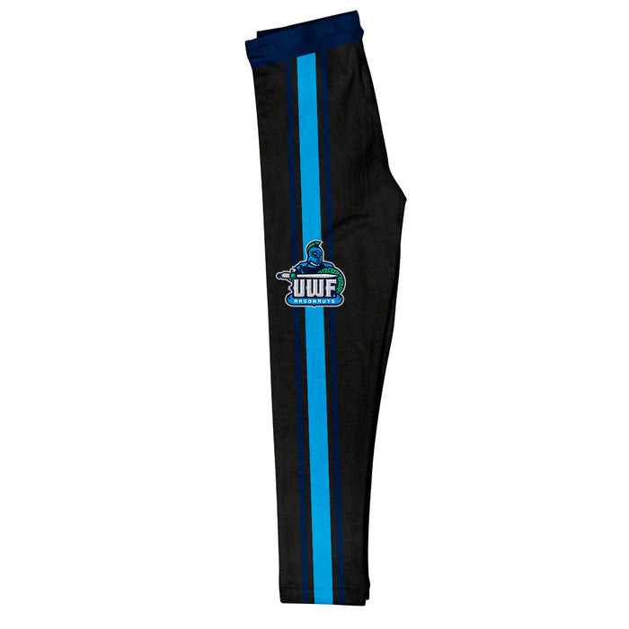 West Florida Argonauts UWF Vive La Fete Girls Game Day Black with Navy Stripes Leggings Tights