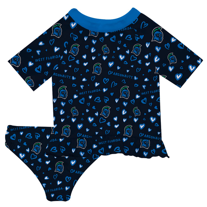 West Florida Argonauts UWF Vive La Fete All Over Logo Navy Long Sleeve Bikini Set