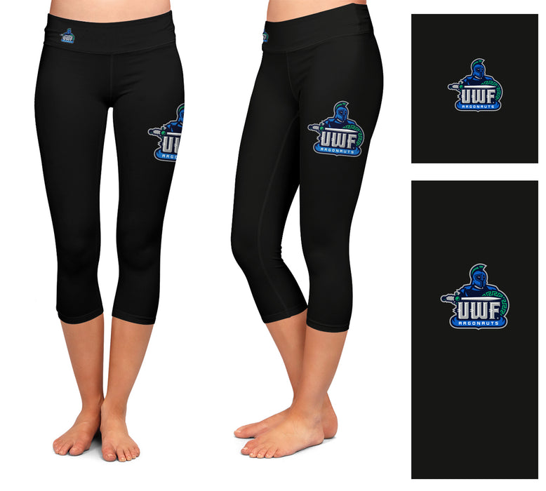 UWF Argonauts Vive La Fete Game Day Collegiate Large Logo on Thigh and Waist Women Black Capri Leggings - Vive La Fête - Online Apparel Store