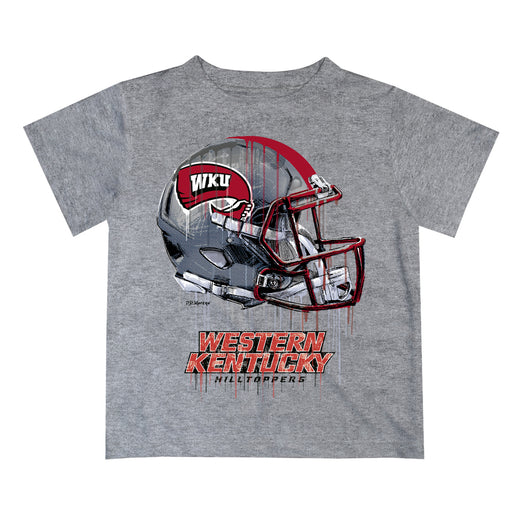 Western Kentucky Hilltoppers Original Dripping Football Helmet Heather Gray T-Shirt by Vive La Fete