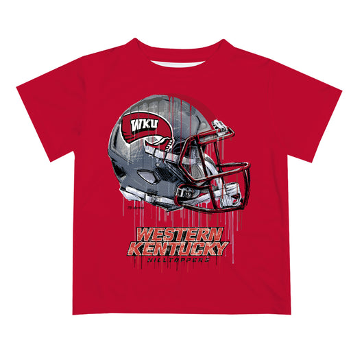 Western Kentucky Hilltoppers Original Dripping Football Helmet Red T-Shirt by Vive La Fete