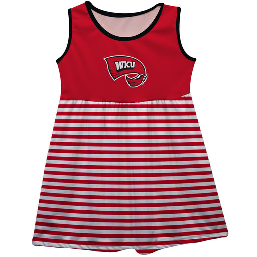 WKU Hilltoppers Red and White Sleeveless Tank Dress with Stripes on Skirt by Vive La Fete