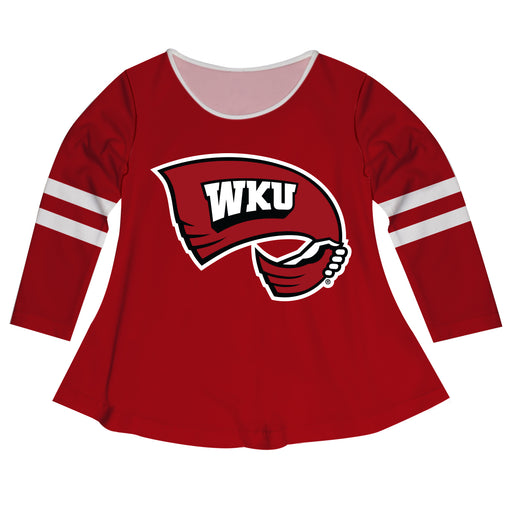 Western Kentucky Big Logo Red Stripes Long Sleeve Girls Laurie Top - Vive La Fête - Online Apparel Store