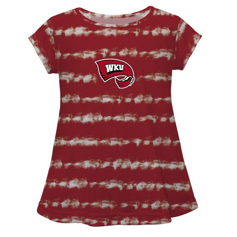 Western Kentucky Tie Dye Red and White Laurie Top SS - Vive La Fête - Online Apparel Store