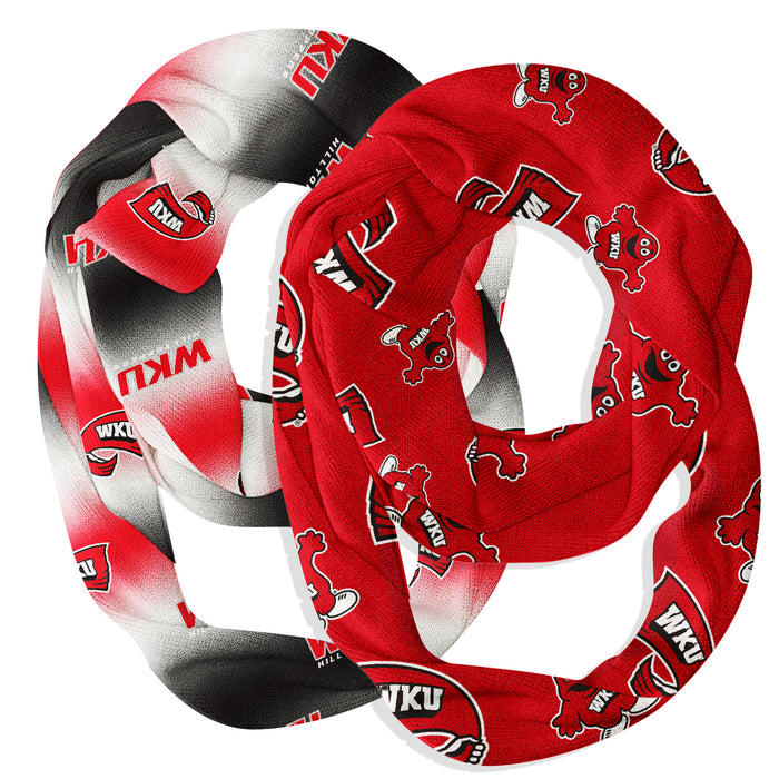 Western Kentucky Hilltoppers Vive La Fete All Over Logo Women Set of 2 Light Weight Ultra Soft Infinity Scarfs