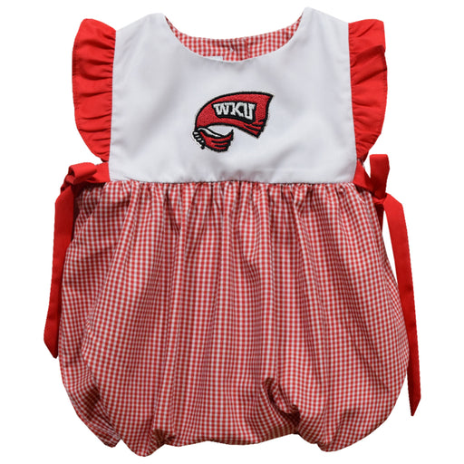 Western Kentucky Hilltoppers Embroidered Red Cardinal Gingham Girls Bubble