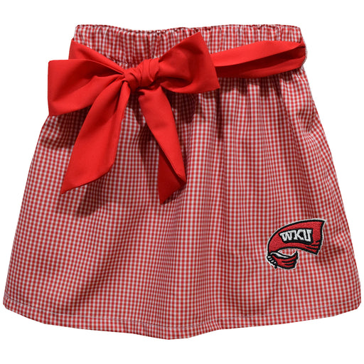 Western Kentucky Hilltoppers Embroidered Red Cardinal Gingham Skirt with Sash