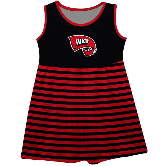 Western Kentucky Hilltoppers Vive La Fete Girls Game Day Sleeveless Tank Dress Solid Black Logo Stripes on Skirt