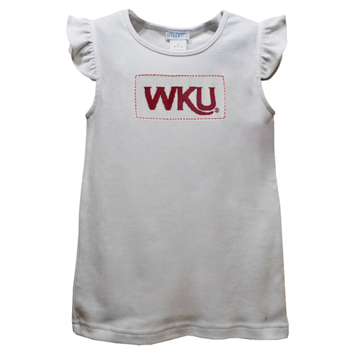 Western Kentucky Hilltoppers  Smocked White Knit Angel Wing Sleeves Girls Tshirt