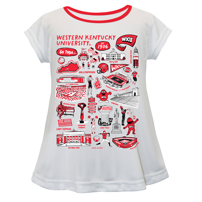 Western Kentucky Hilltoppers Hand Sketched Vive La Fete Impressions Artwork White Short Sleeve Top