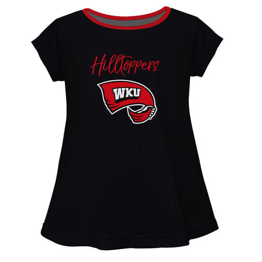 Western Kentucky Hilltoppers Vive La Fete Girls Game Day Short Sleeve Black Top with School Logo and Name