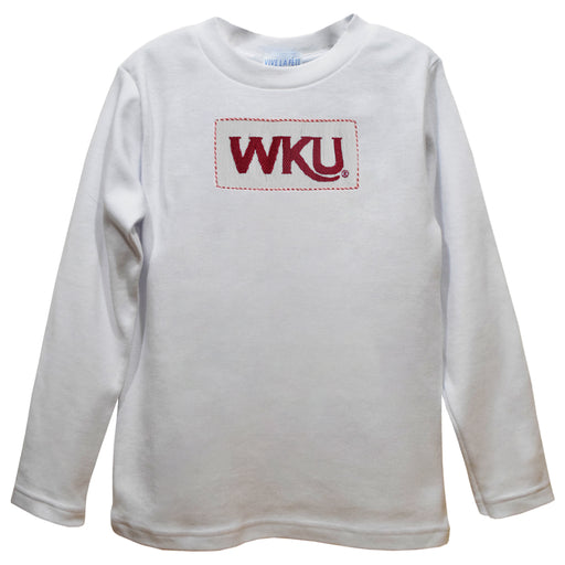 Western Kentucky Hilltoppers Smocked White Knit Boys Long Sleeve Tee Shirt