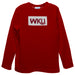 Western Kentucky Hilltoppers  Smocked  Red  Knit Long Sleeve Boys Tee Shirt