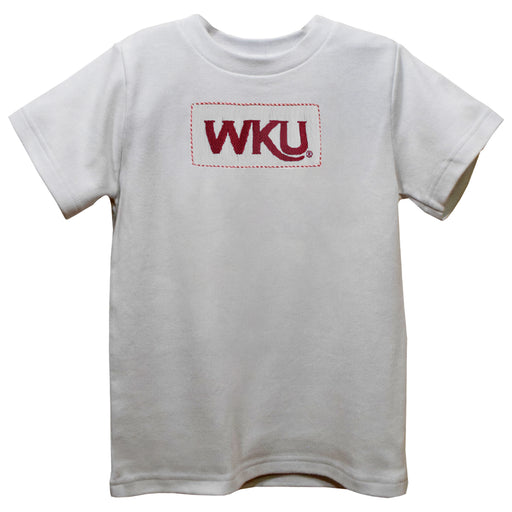 Western Kentucky Hilltoppers  Smocked White  Knit Short  Sleeve Boys Tee Shirt