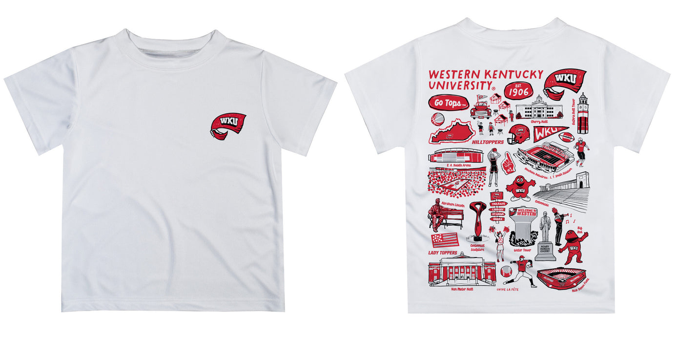 Western Kentucky Hilltoppers Hand Sketched Vive La Fete Impressions Artwork Boys Black Short Sleeve Tee Shirt - Vive La Fête - Online Apparel Store