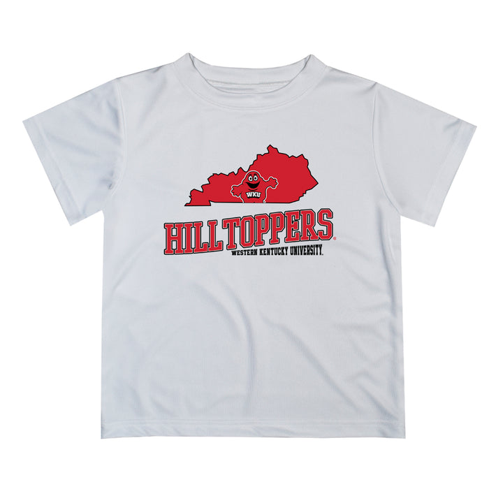 Western Kentucky Hilltoppers Vive La Fete State Map White Short Sleeve Tee Shirt