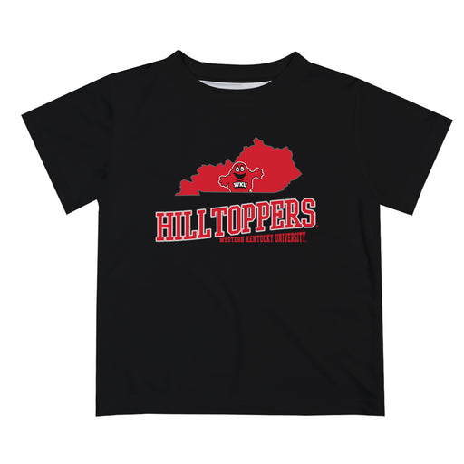 Western Kentucky Hilltoppers Vive La Fete State Map Black Short Sleeve Tee Shirt