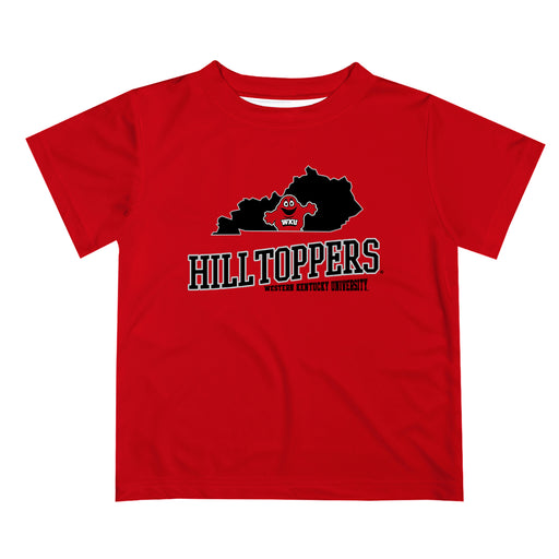 Western Kentucky Hilltoppers Vive La Fete State Map Red Short Sleeve Tee Shirt