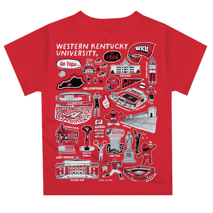 Western Kentucky Hilltoppers Hand Sketched Vive La Fete Impressions Artwork Boys Black Short Sleeve Tee Shirt - Vive La Fête - Online Apparel Store