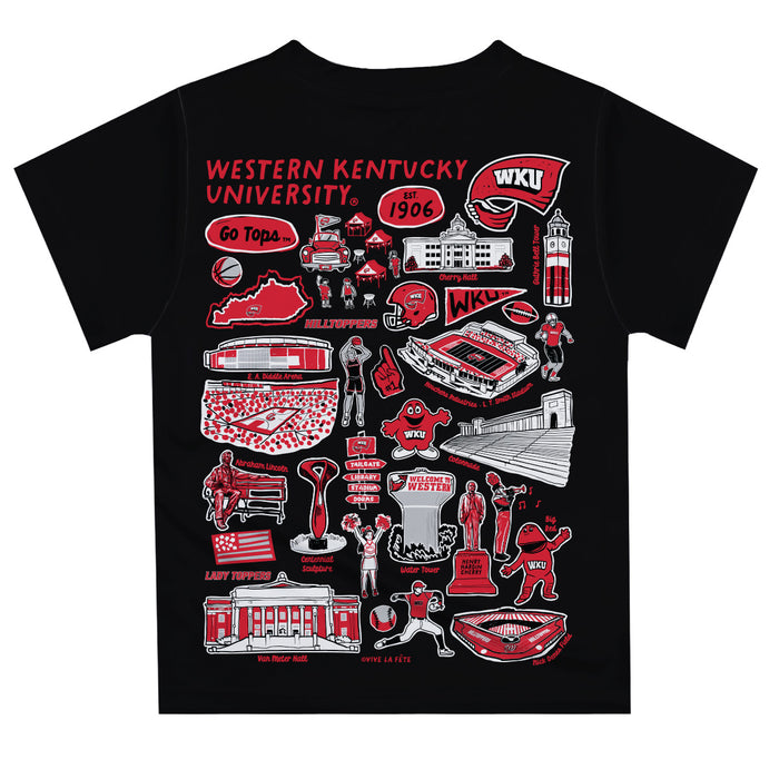 Western Kentucky Hilltoppers Hand Sketched Vive La Fete Impressions Artwork Boys Black Short Sleeve Tee Shirt - Vive La Fête - Online Apparel Store