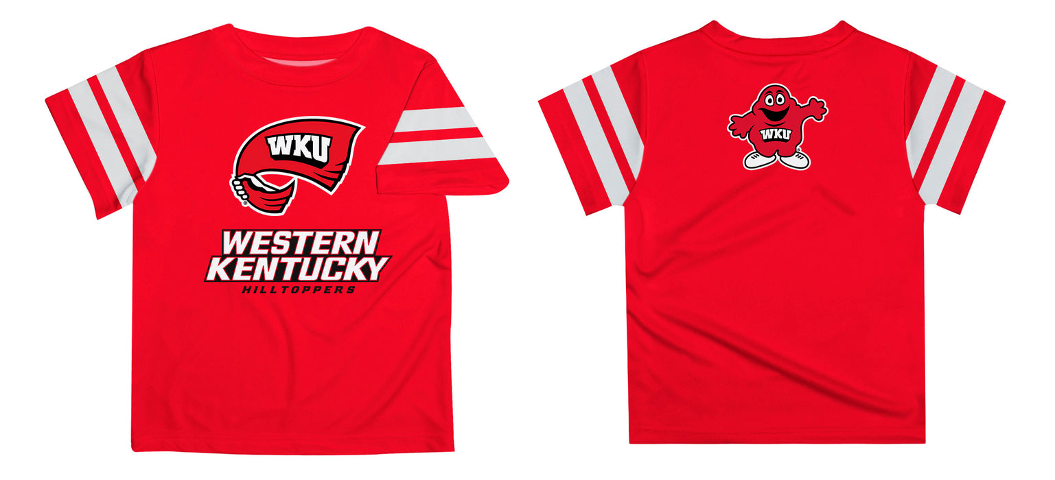 Western Kentucky Hilltoppers Vive La Fete Boys Game Day Red Short Sleeve Tee with Stripes on Sleeves - Vive La Fête - Online Apparel Store