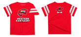Western Kentucky Hilltoppers Vive La Fete Boys Game Day Red Short Sleeve Tee with Stripes on Sleeves - Vive La Fête - Online Apparel Store