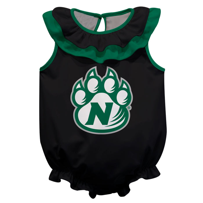 Northwest Missouri Bearcats Black Sleeveless Ruffle Onesie Mascot Bodysuit by Vive La Fete